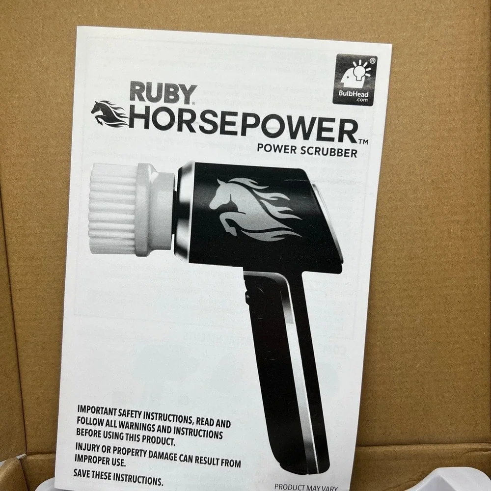 Ruby Horsepower Handheld Cordless Rechargeable Spinning Power Scrubber  NIB